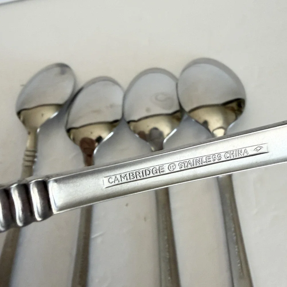 Set of 5 Cambridge Codie Sand Frost Stainless Soup Spoon Flatware  7